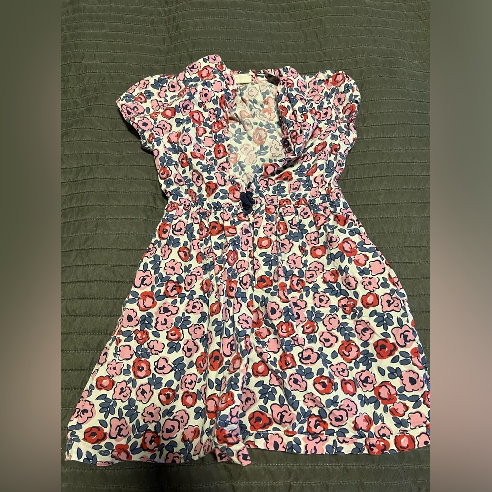 Mini Boden Pink Red Blue Floral Cotton Dress